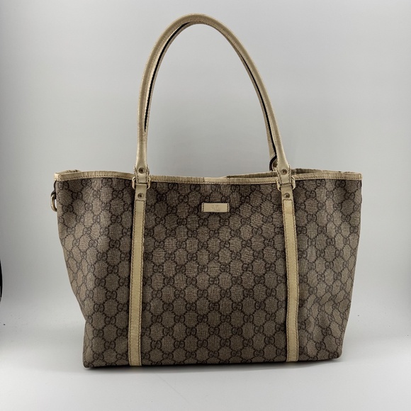 Gucci GG Supreme Canvas Tote Bag with Leather Trim - Picture 1 of 13